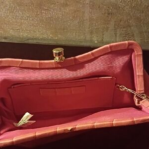 Banana Republic Coral Clutch with Gold Accents